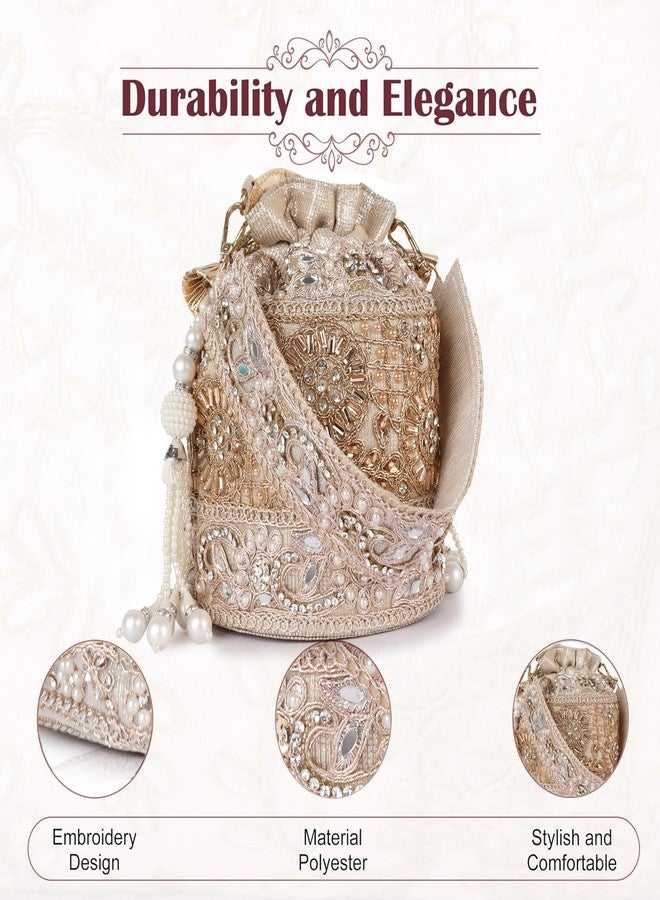 PLANX Velvet SilK Stylish Embroidery Unique Design Trendy Traditional Ethnic Wedding Party Handheld Potli For Women - Image 4
